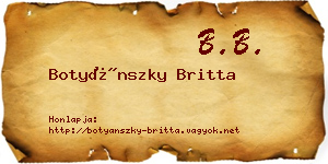 Botyánszky Britta névjegykártya